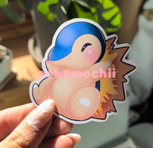 Fire Type Cyndaquil Pokemon die-cut sticker
