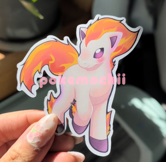 Firery Ponyta Pokemon die-cut sticker