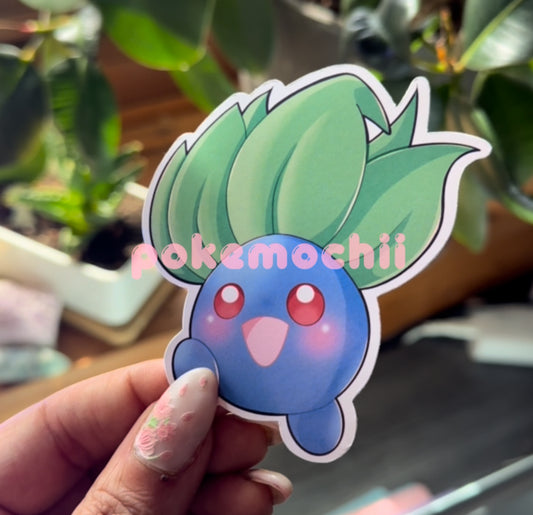 Grass Type Oddish Pokemon die-cut sticker