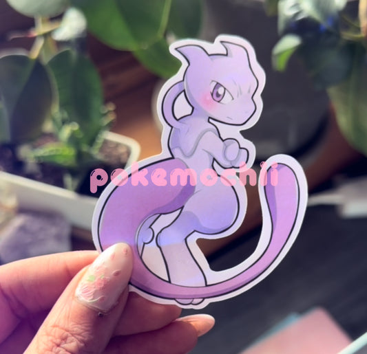 Psychic Type Mewtwo Pokemon die-cut sticker