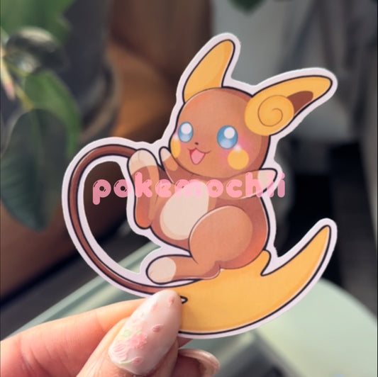 Electric Type Alolan Riachu Pokemon die-cut sticker