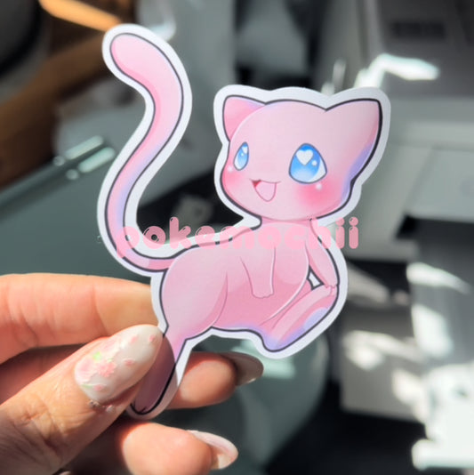 Psychic Type Mew Pokemon die-cut sticker