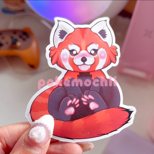 Cheeky Red Panda die-cut sticker