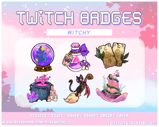Witchy Sub Badges for Twitch, YouTube, Discord