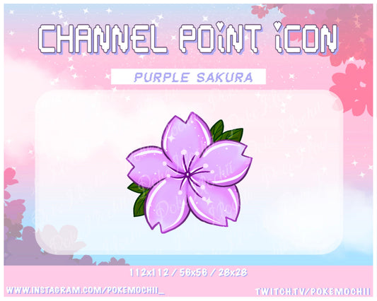 Purple Sakura Channel Point Icon for Twitch, YouTube, Discord Cute