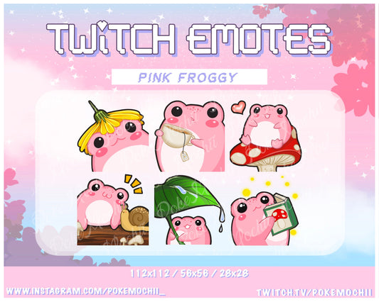 Pink Kawaii Frog emote for Twitch, YouTube, Discord