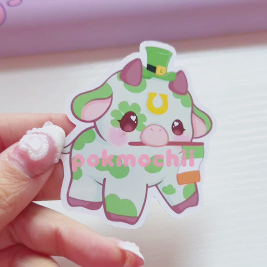 ❀ Limited Edition ❀ Paddy’s Day Shamrock Cow die cut sticker